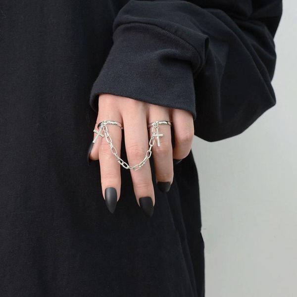 cluster rings kpop vintage punk metal cross ring chain adjustable joint finger for women men cool girl jewelry, Golden;silver
cluster rings kpop vintage punk metal cross ring chain adjustable joint finger for women men cool girl jewelry, Golden;silver