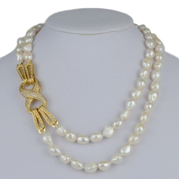 chokers 2 row 9-10mm white freshwater pearl zircon necklace 17-18inch beads hand made jewelry making natural stone accessories wholesale, Golden;silver
chokers 2 row 9-10mm white freshwater pearl zircon necklace 17-18inch beads hand made jewelry making natural stone accessories wholesale, Golden;silver