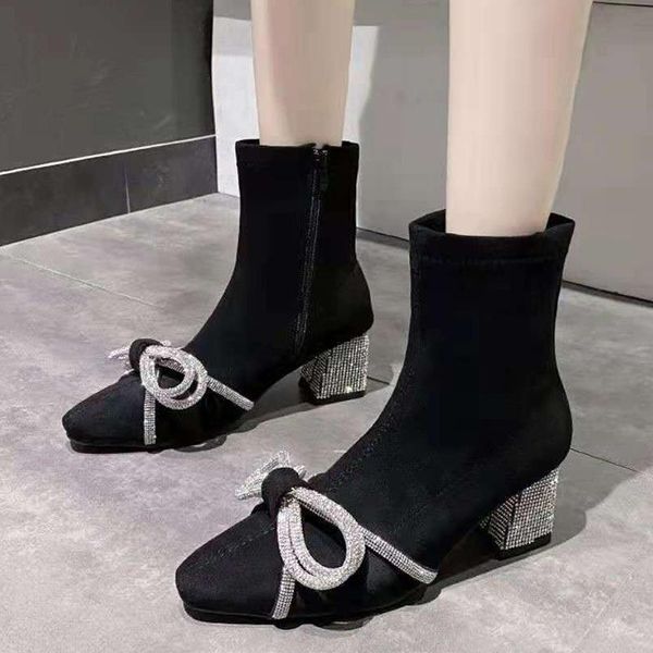 boots rimocy luxury rhinestone square heels ankle for women elastic cloth pointed toe woman crystal bow party shoes ladies, Black
boots rimocy luxury rhinestone square heels ankle for women elastic cloth pointed toe woman crystal bow party shoes ladies, Black