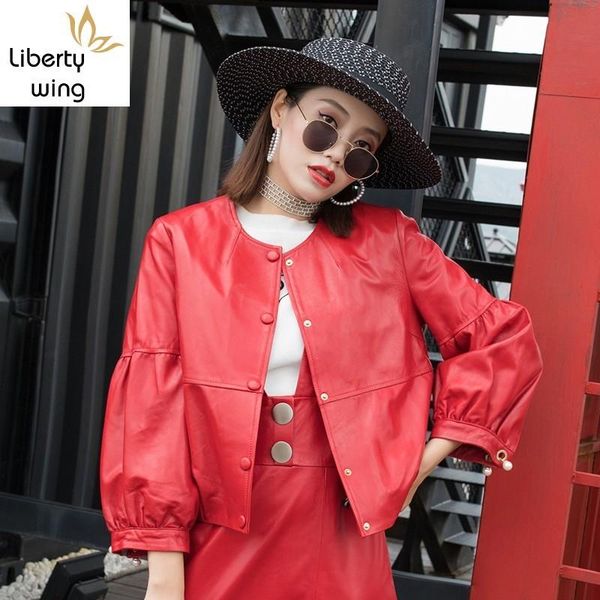 women's leather & faux 2021 autumn winter brand womens genuine jackets o-neck three quarter sleeve loose streetwear short coats plus si, Black
women's leather & faux 2021 autumn winter brand womens genuine jackets o-neck three quarter sleeve loose streetwear short coats plus si, Black