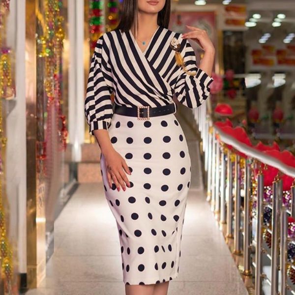 casual dresses women white black patchwork dress v-neck three quarter sleeve striped with polka dot office lady elegant clothing, Black;gray
casual dresses women white black patchwork dress v-neck three quarter sleeve striped with polka dot office lady elegant clothing, Black;gray