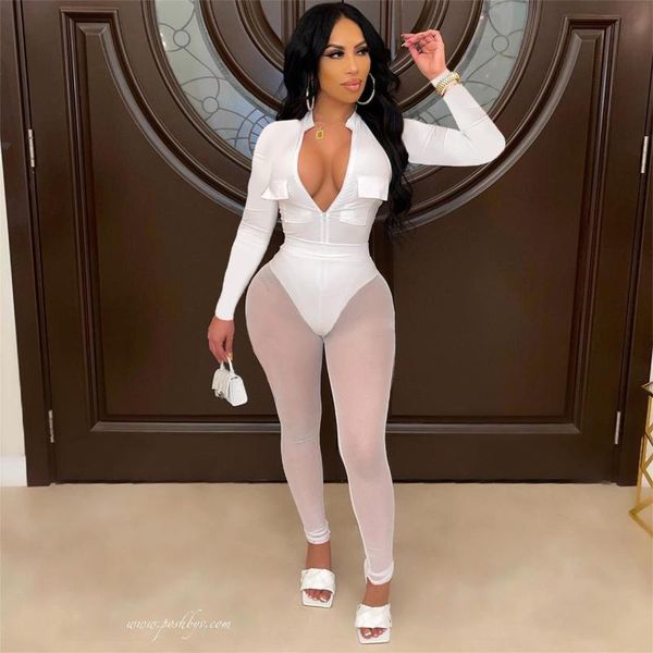 women's two piece pants echoine white turn down collar long sleeve bodysuit sheer mesh set skinny fitness clubwear jumpsuit see through
women's two piece pants echoine white turn down collar long sleeve bodysuit sheer mesh set skinny fitness clubwear jumpsuit see through