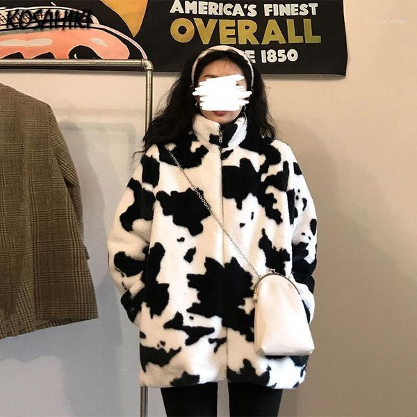 women's jackets kosahiki winter women fleece furry coat harajuku milk cow print faux fur jacket vintage hip hop warm streetwear, Black;brown
women's jackets kosahiki winter women fleece furry coat harajuku milk cow print faux fur jacket vintage hip hop warm streetwear, Black;brown