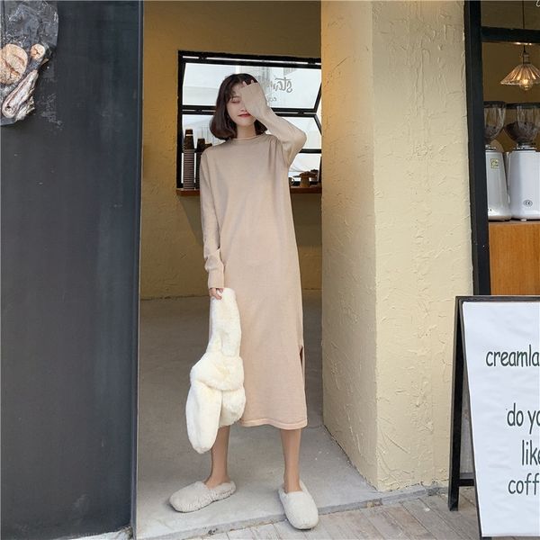 maxi long sleeve loose sweater dresses side slit knit dress women autumn winter, Black;gray
maxi long sleeve loose sweater dresses side slit knit dress women autumn winter, Black;gray