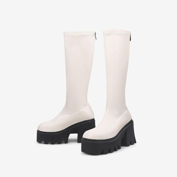 boots beige leather women knee high platform thick rubber sole riding botas back zipper black winter bottine femininos chaussure
boots beige leather women knee high platform thick rubber sole riding botas back zipper black winter bottine femininos chaussure