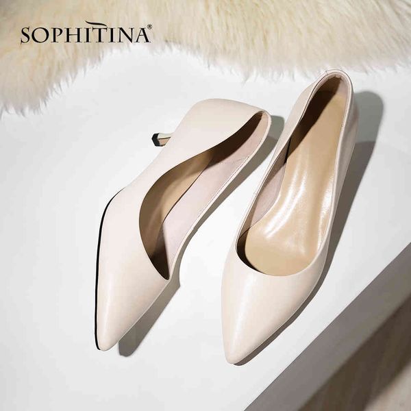 sophitina stylish genuine leather thin heel women pumps pointed toe med heel shoes casual solid slip-on ladies pumps so213 210513, Black
sophitina stylish genuine leather thin heel women pumps pointed toe med heel shoes casual solid slip-on ladies pumps so213 210513, Black