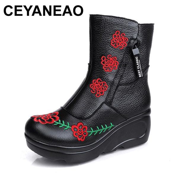 boots ceyaneao winter handmade shoes women national wind genuine leather women's platform wedges thicke2199, Black
boots ceyaneao winter handmade shoes women national wind genuine leather women's platform wedges thicke2199, Black
