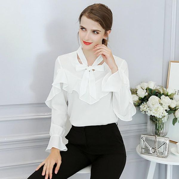 women's blouses & shirts latest fastional casual blouse shirt chiffon full sleeve v-neck solid for summer, White
women's blouses & shirts latest fastional casual blouse shirt chiffon full sleeve v-neck solid for summer, White