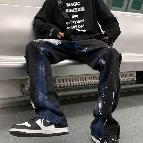 men's jeans high street pants american skateboard washed splash floor streetwear hiphop panic buying denim men, Blue
men's jeans high street pants american skateboard washed splash floor streetwear hiphop panic buying denim men, Blue