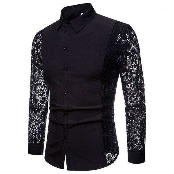 mens shirt solid color turn-down collar long sleeve shirts men's lace slim blouse black white casual, White;black
mens shirt solid color turn-down collar long sleeve shirts men's lace slim blouse black white casual, White;black