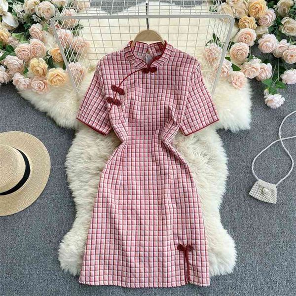 women cheongsam fashion retro plaid stand collar slim mini improved dress summer wear short sleeve vestidos s268 210527, Black;gray
women cheongsam fashion retro plaid stand collar slim mini improved dress summer wear short sleeve vestidos s268 210527, Black;gray