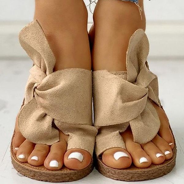 sandals 2021 summer casual flat shoes women female bowknot for flip flop flats chaussure femme, Black
