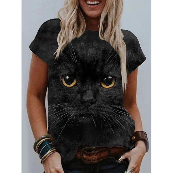 black face cat print women is fashion words 3d printing short slim t-shirt summer casual round neck short short sleeve t-shirt, White
black face cat print women is fashion words 3d printing short slim t-shirt summer casual round neck short short sleeve t-shirt, White