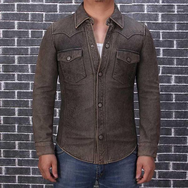 men's leather & faux 2021 vintage brown men slim fit american casual style shirt large size xxxl genuine thin sheepskin aturmn coat1, Black
men's leather & faux 2021 vintage brown men slim fit american casual style shirt large size xxxl genuine thin sheepskin aturmn coat1, Black