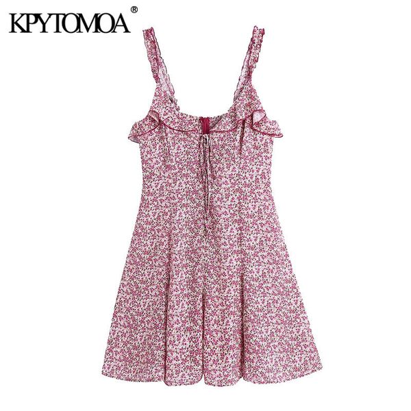 women chic fashion ruffled floral print mini dress vintage tied v neck wide straps female dresses vestidos 210416, Black;gray
women chic fashion ruffled floral print mini dress vintage tied v neck wide straps female dresses vestidos 210416, Black;gray