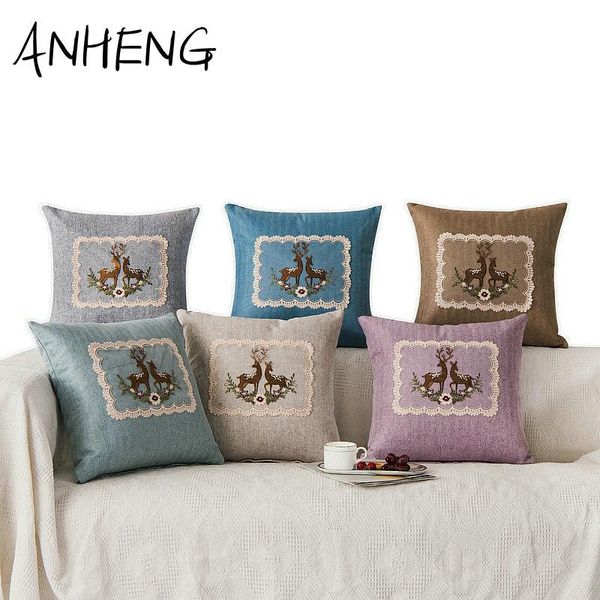 cushion/decorative pillow lace applique retro elk sika deer linen cotton throw car decorative pillowcase american country christmas gifts 45
cushion/decorative pillow lace applique retro elk sika deer linen cotton throw car decorative pillowcase american country christmas gifts 45