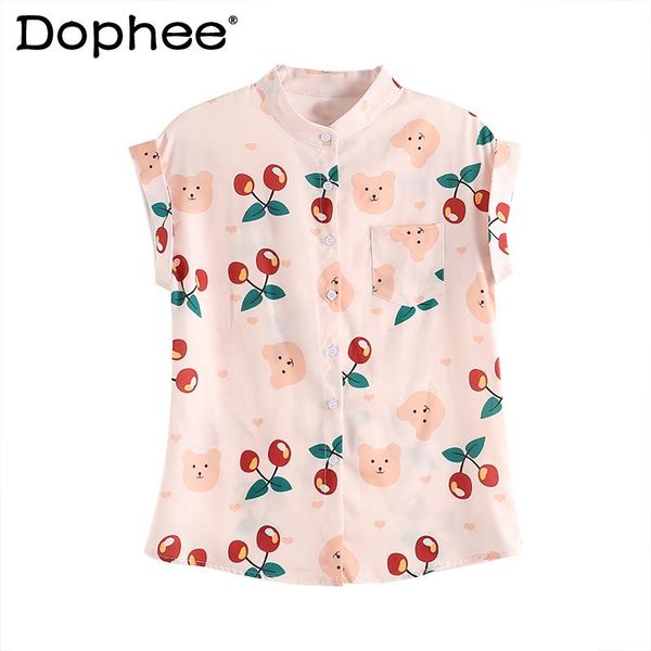 women's blouses & shirts 2021 summer printted fashion blouse short sleeve shirt for women simple fresh blusas all-match straight stand, White
women's blouses & shirts 2021 summer printted fashion blouse short sleeve shirt for women simple fresh blusas all-match straight stand, White