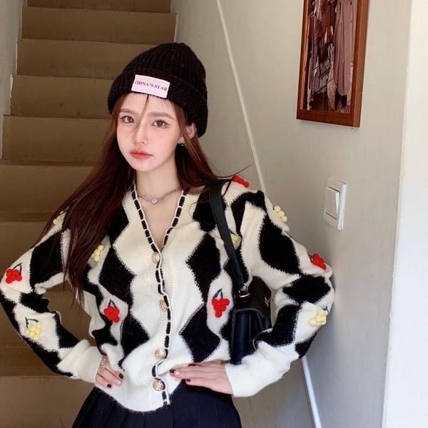 women's sweaters fashion v-neck winter autumn 3d cherry decor knit cardigans lady girls casual lazy christmas single breasted, White;black
women's sweaters fashion v-neck winter autumn 3d cherry decor knit cardigans lady girls casual lazy christmas single breasted, White;black