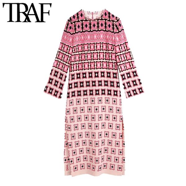 women chic fashion geometric print side vents midi dress vintage long sleeve back zipper female dresses mujer 210507, Black;gray
women chic fashion geometric print side vents midi dress vintage long sleeve back zipper female dresses mujer 210507, Black;gray