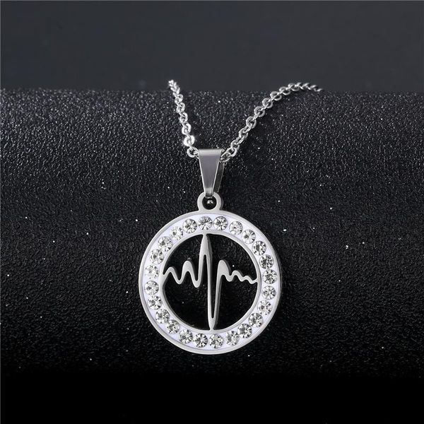 pendant necklaces women lovers valentines crystal heart jewelry friendship friend gift stainless steel unique heartbeat chain wedding, Silver
pendant necklaces women lovers valentines crystal heart jewelry friendship friend gift stainless steel unique heartbeat chain wedding, Silver