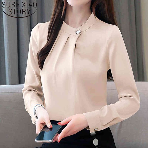 autumn ladies chiffon blouse shirts for women solid stand button long sleeve 7066 50 210415, White
autumn ladies chiffon blouse shirts for women solid stand button long sleeve 7066 50 210415, White