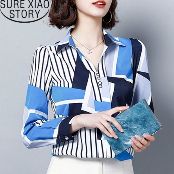 fashion chiffon blouse print striped women's blouses plus size long sleeve women shirts blusas 2231 50 210415, White
fashion chiffon blouse print striped women's blouses plus size long sleeve women shirts blusas 2231 50 210415, White