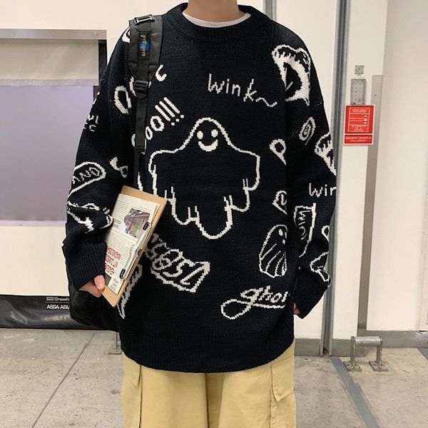 men's sweaters men sweater hip hop cartoon loose knitted casual pullover winter autumn couple design, White;black
men's sweaters men sweater hip hop cartoon loose knitted casual pullover winter autumn couple design, White;black