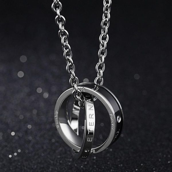 chains interlocking titanium steel necklace men and women letter double ring pendant couple jewelry accessories, Silver
chains interlocking titanium steel necklace men and women letter double ring pendant couple jewelry accessories, Silver