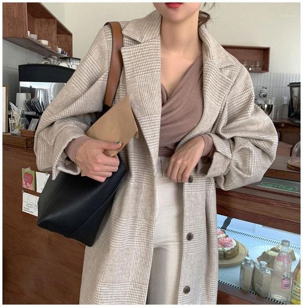 women's wool & blends 2021 women lantern sleeve single breasted lapel check plus size chic woolen coat fashion winter, Black
women's wool & blends 2021 women lantern sleeve single breasted lapel check plus size chic woolen coat fashion winter, Black