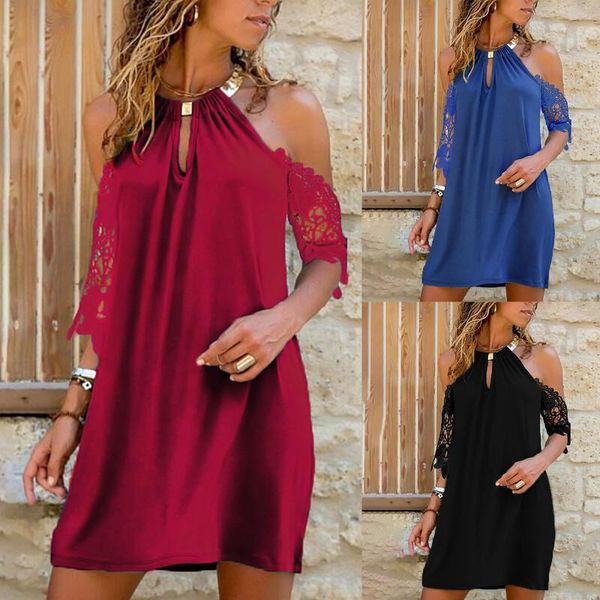 casual dresses fashion high women's summer solid color lace short-sleeved loose dress strapless halter vetement femme 2021, Black;gray
casual dresses fashion high women's summer solid color lace short-sleeved loose dress strapless halter vetement femme 2021, Black;gray