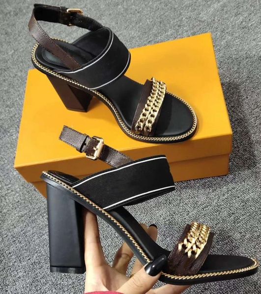 women leather high block heel sandals summer casual designer lady canvas strap buckle rubber outsole chunky sandal, Black
women leather high block heel sandals summer casual designer lady canvas strap buckle rubber outsole chunky sandal, Black