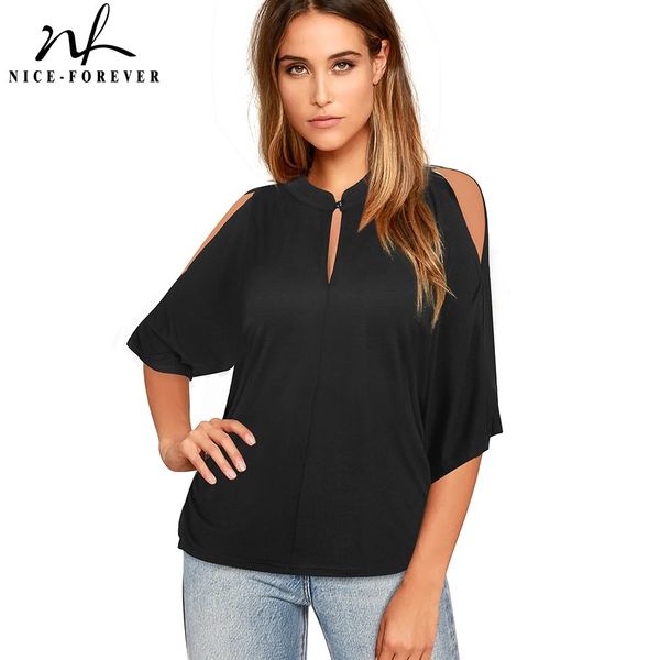 nice-forever summer women fashion black color hollow out t-shirts casual oversized tees btyt060 210419, White
nice-forever summer women fashion black color hollow out t-shirts casual oversized tees btyt060 210419, White