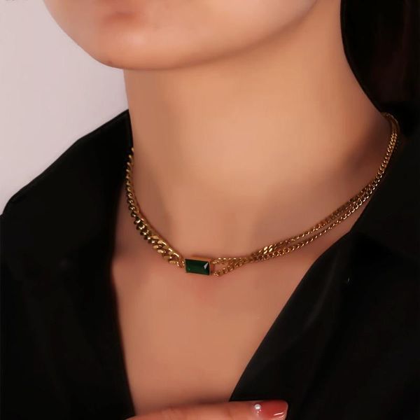 pendant necklaces tosako stainless steel sweater chain titanium necklace green stone square 2021 trend jewelry bracelet, Silver
pendant necklaces tosako stainless steel sweater chain titanium necklace green stone square 2021 trend jewelry bracelet, Silver