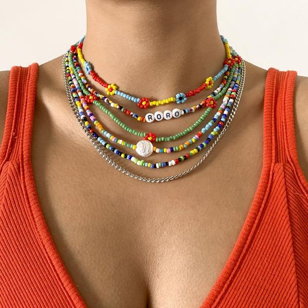 pendant necklaces multicolor necklace for female with daisy acrylic letter stitching retro stacking clavicle chain wholesale, Silver
pendant necklaces multicolor necklace for female with daisy acrylic letter stitching retro stacking clavicle chain wholesale, Silver