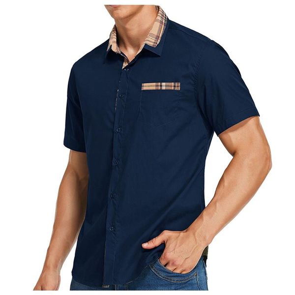 men's casual shirts chemise homme manche courte luxe fashion short-sleeved slim business high-end men, White;black
men's casual shirts chemise homme manche courte luxe fashion short-sleeved slim business high-end men, White;black