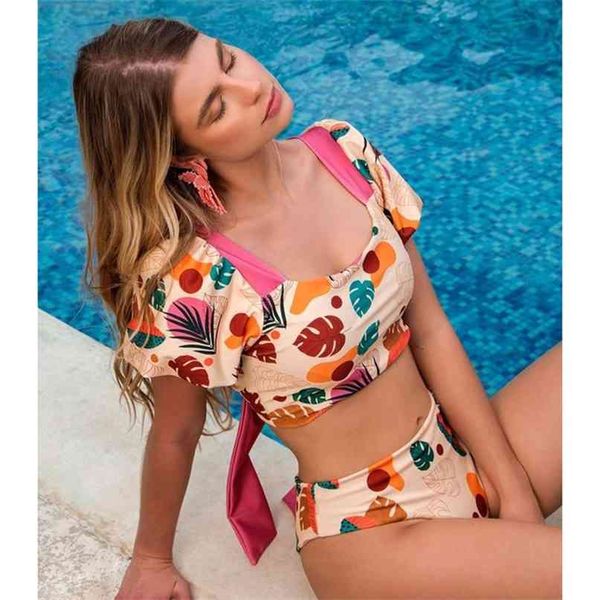 high waist bikini buble s sleeve swimsuit belt swimwear women s bow set bathing suit beach wear 210615, White;black
high waist bikini buble s sleeve swimsuit belt swimwear women s bow set bathing suit beach wear 210615, White;black