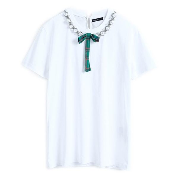 women's t-shirt female summer o-neck designs white ladies fashion bow beading diamonds cotton short sleeve tees
women's t-shirt female summer o-neck designs white ladies fashion bow beading diamonds cotton short sleeve tees