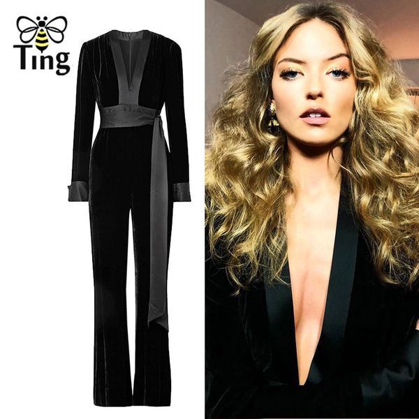 designer celibrity stylish deep v neck velvet jumpsuits fashion bow sashes lady long casual playsuit rompers 210513, Black;white
designer celibrity stylish deep v neck velvet jumpsuits fashion bow sashes lady long casual playsuit rompers 210513, Black;white