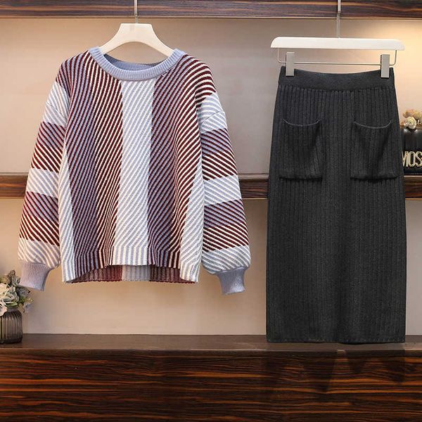 verhellen fashion women skirt sets autumn lantern sleeve colorful striped sweater skirt suit female thicken knitted set 210706, White
verhellen fashion women skirt sets autumn lantern sleeve colorful striped sweater skirt suit female thicken knitted set 210706, White