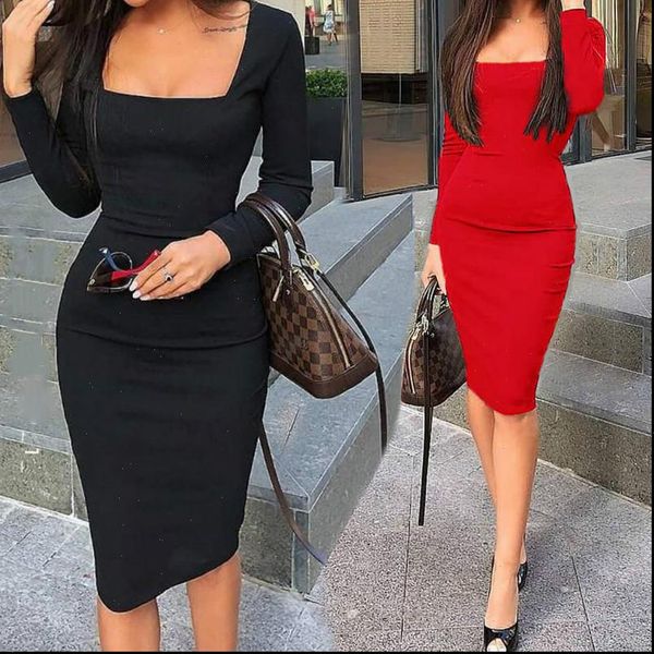 elegant party long sleeve solid women dresses bodycon mid spring autumn casual club vestidos black red, Black;gray
elegant party long sleeve solid women dresses bodycon mid spring autumn casual club vestidos black red, Black;gray