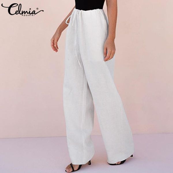 women's pants & capris 2021 celmia fashion long palazzo women casual loose wide leg solid trousers pockets drawstring vintage pantalon, Black;white
women's pants & capris 2021 celmia fashion long palazzo women casual loose wide leg solid trousers pockets drawstring vintage pantalon, Black;white