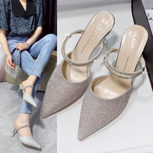 luxury dress shoes baotou half slippers wear high heels outside, female summer girl 2021 cool drag lazy pointed thin heel lady, Black
luxury dress shoes baotou half slippers wear high heels outside, female summer girl 2021 cool drag lazy pointed thin heel lady, Black