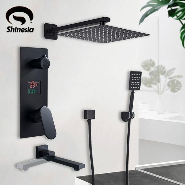 shinesia concealed matte black bathroom shower faucet set digital display waterfall bathtub mixer tap 8/10/1/16 inch head sets
shinesia concealed matte black bathroom shower faucet set digital display waterfall bathtub mixer tap 8/10/1/16 inch head sets