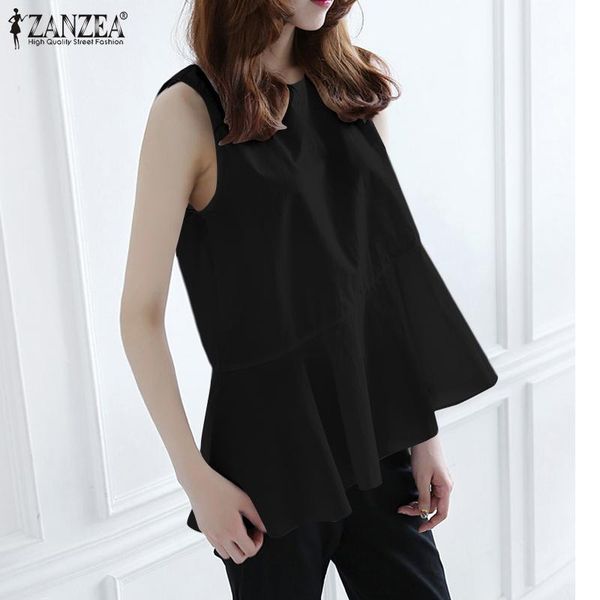 women's blouses & shirts fashion casual loose o neck blouse women elegant sleeveless ruffle tunic 2021 summer lady tank blusa zanzea so, White
women's blouses & shirts fashion casual loose o neck blouse women elegant sleeveless ruffle tunic 2021 summer lady tank blusa zanzea so, White