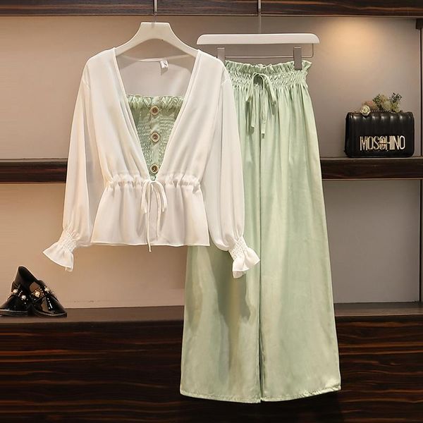 plus size tracksuits casual 2021 summer 3 pieces women sets chiffon white shirts and vest wide leg black pants lady elegant suits chic
plus size tracksuits casual 2021 summer 3 pieces women sets chiffon white shirts and vest wide leg black pants lady elegant suits chic