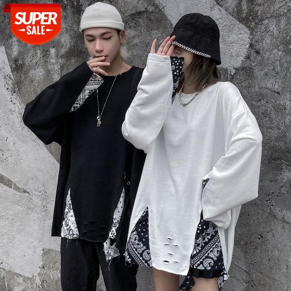 cashew flower stitching hole fake two-piece long-sleeved t-shirt men's street loose round neck pullover compassionate shirt #rv4i, White;black
cashew flower stitching hole fake two-piece long-sleeved t-shirt men's street loose round neck pullover compassionate shirt #rv4i, White;black