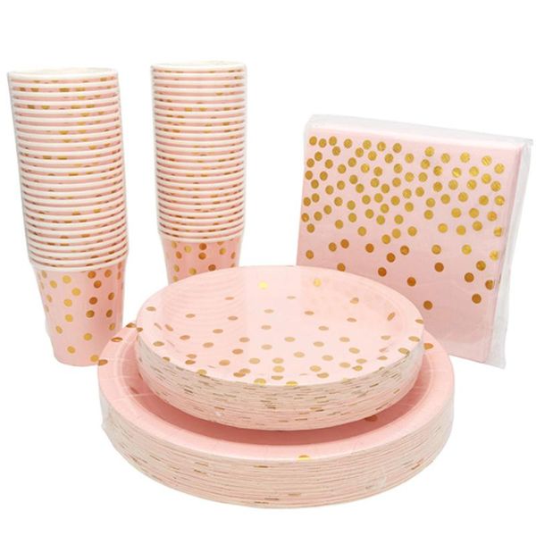 disposable dinnerware serves 25 gold foil dots on pink 100pcs paper plates cups napkins party set supplies
disposable dinnerware serves 25 gold foil dots on pink 100pcs paper plates cups napkins party set supplies