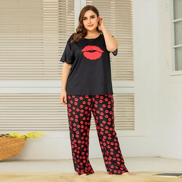 plus size pajama sets summer women sleepwear cotton cartoon short sleeve two piece set homewear pjs lounge nightwear, Black;red
plus size pajama sets summer women sleepwear cotton cartoon short sleeve two piece set homewear pjs lounge nightwear, Black;red