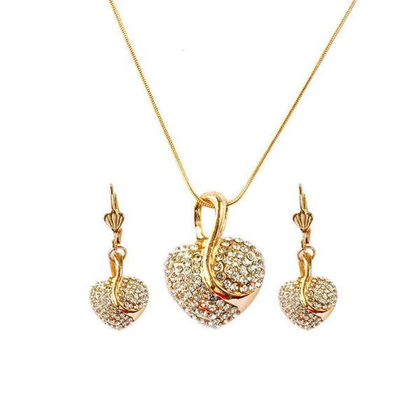 earrings & necklace fashion jewelry gold-color women romantic crystal heart shape chain sets gifts accessories, Silver
earrings & necklace fashion jewelry gold-color women romantic crystal heart shape chain sets gifts accessories, Silver