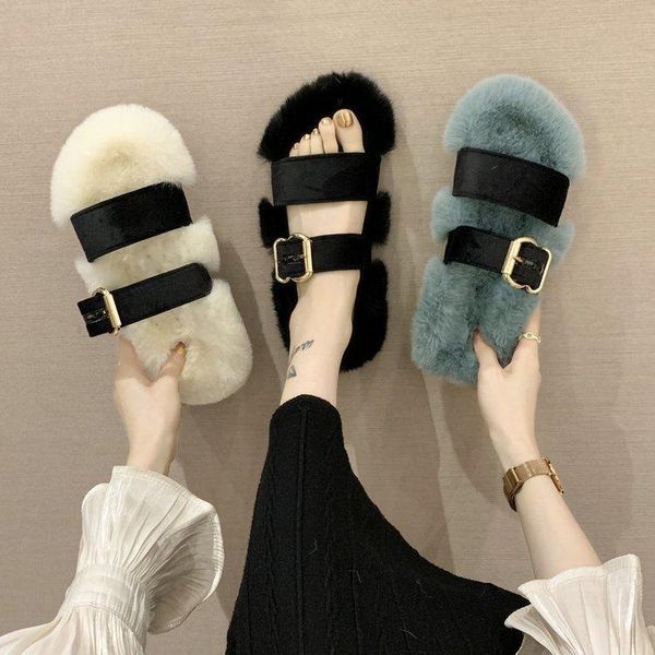 fall / winter 2021 character slippers women's fashion wear fur belt buckle thermal slides, Black
fall / winter 2021 character slippers women's fashion wear fur belt buckle thermal slides, Black